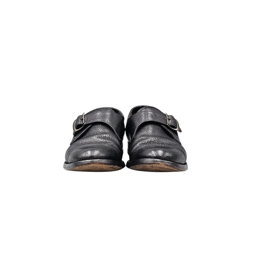 Florsheim Imperial Mens Size 8 C VTG Black Pebbled Leather Monk Strap Shoes READ